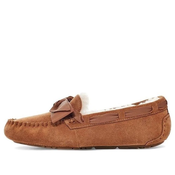 UGG Dakota Leather Bow Brown Slippers - Picture 3 of 9